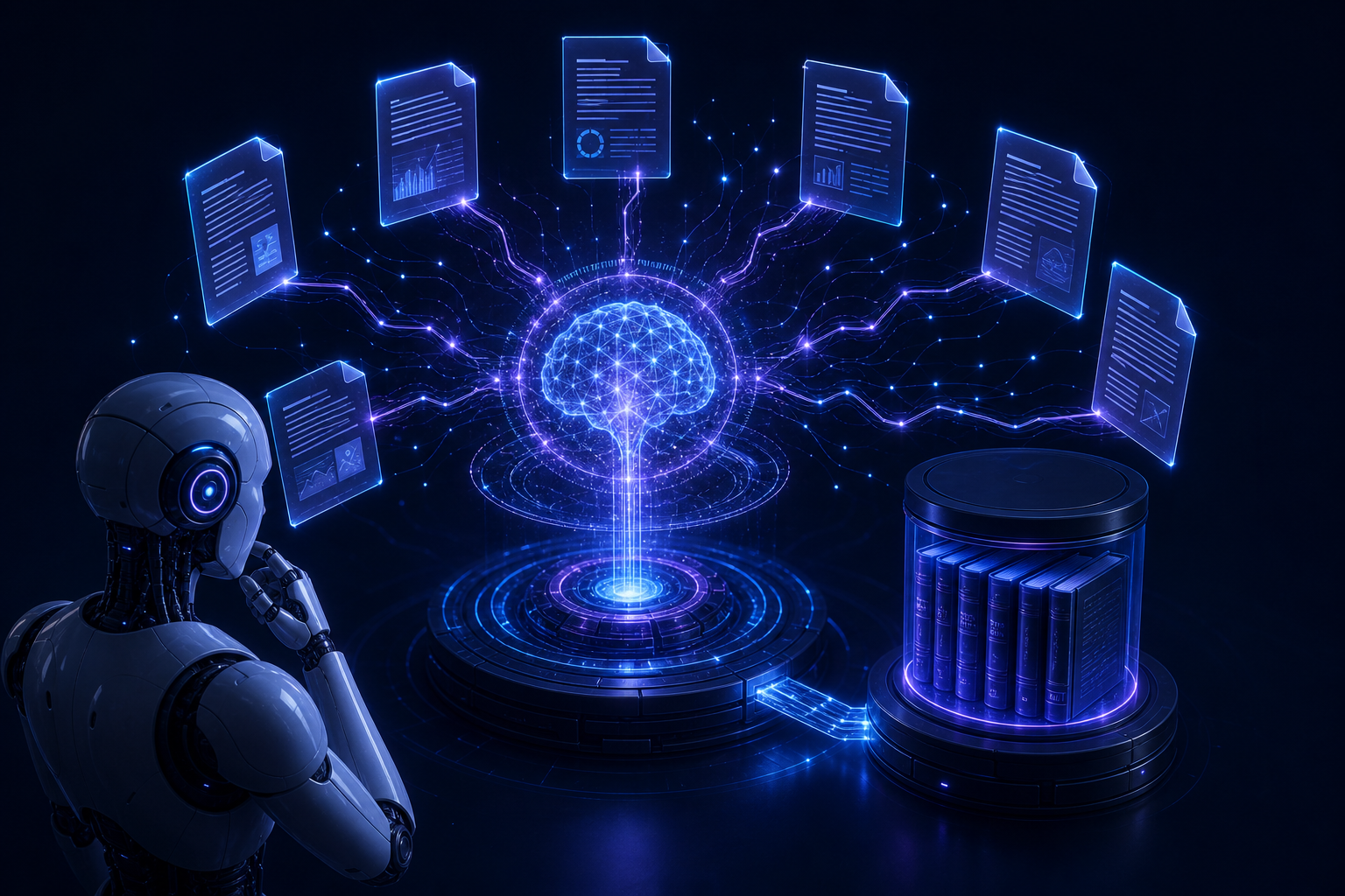 AI 智能体与知识库技术示意图